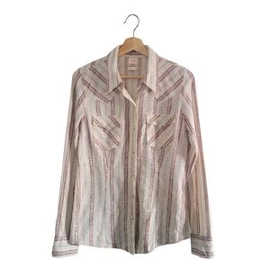 TRUE RELIGION Western Pearl Snap Striped Shirt Womens Size M